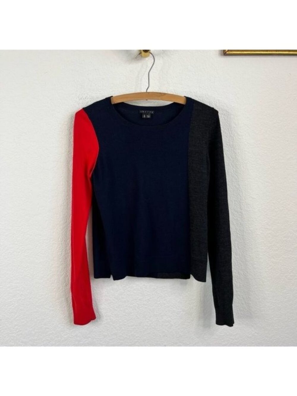 Theory Wool Knit Color Block Sweater